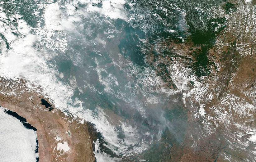 تصویر ماهواره ای از آتش سوزی گسترده در جنگل های آمازون