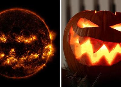 ناسا تصویری از خورشید منتشر کرد که شبیه عکس های کدو تنبل جشن های هالووین است!