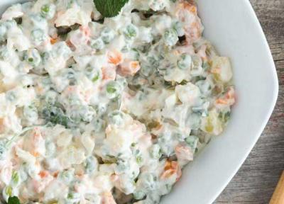 طرز تهیه سالاد الویه با مرغ برای 2، 10 و 20 نفر